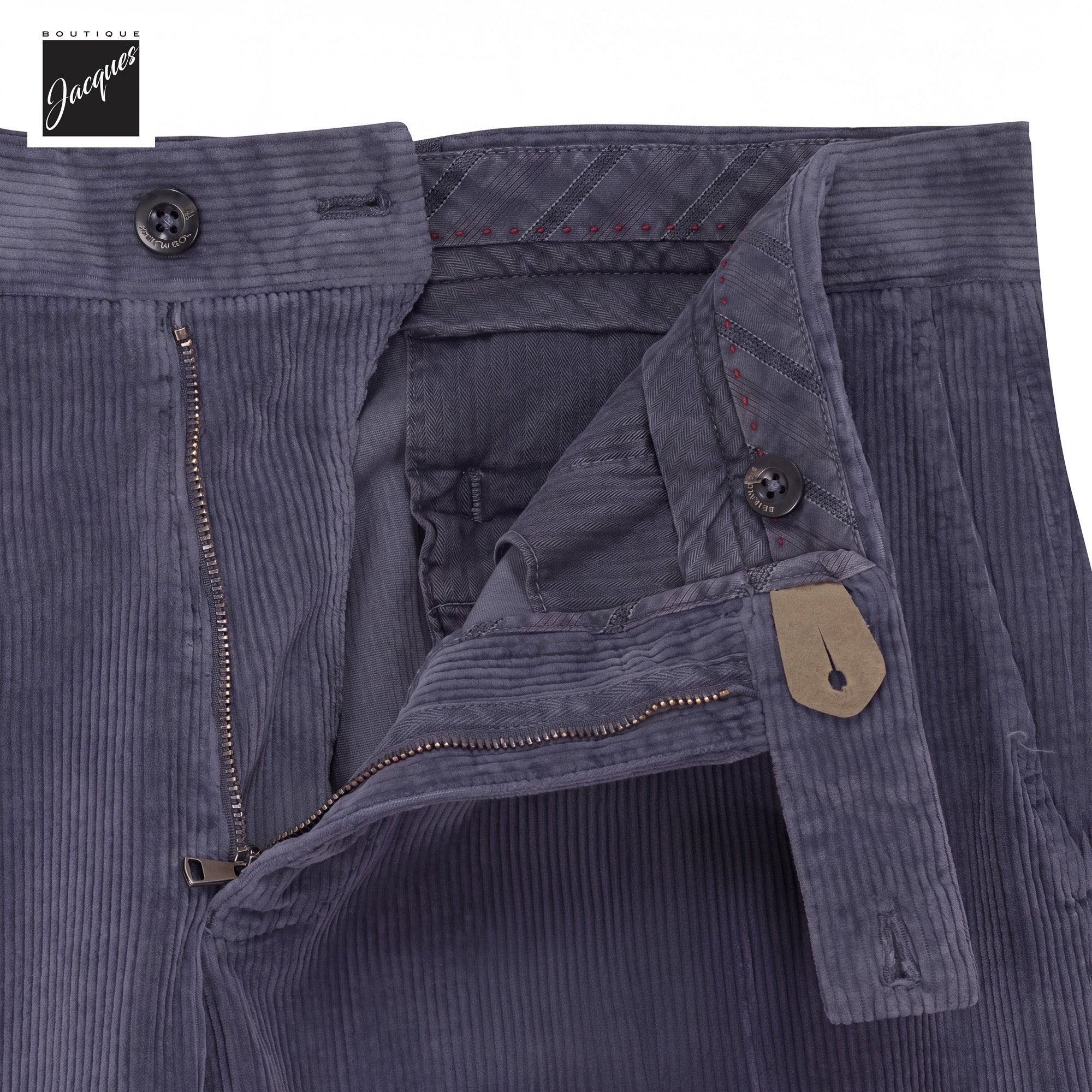 Dark Periwinkle Garment-Dyed Cotton Corduroy Vulcano Fit Trousers - Berwich