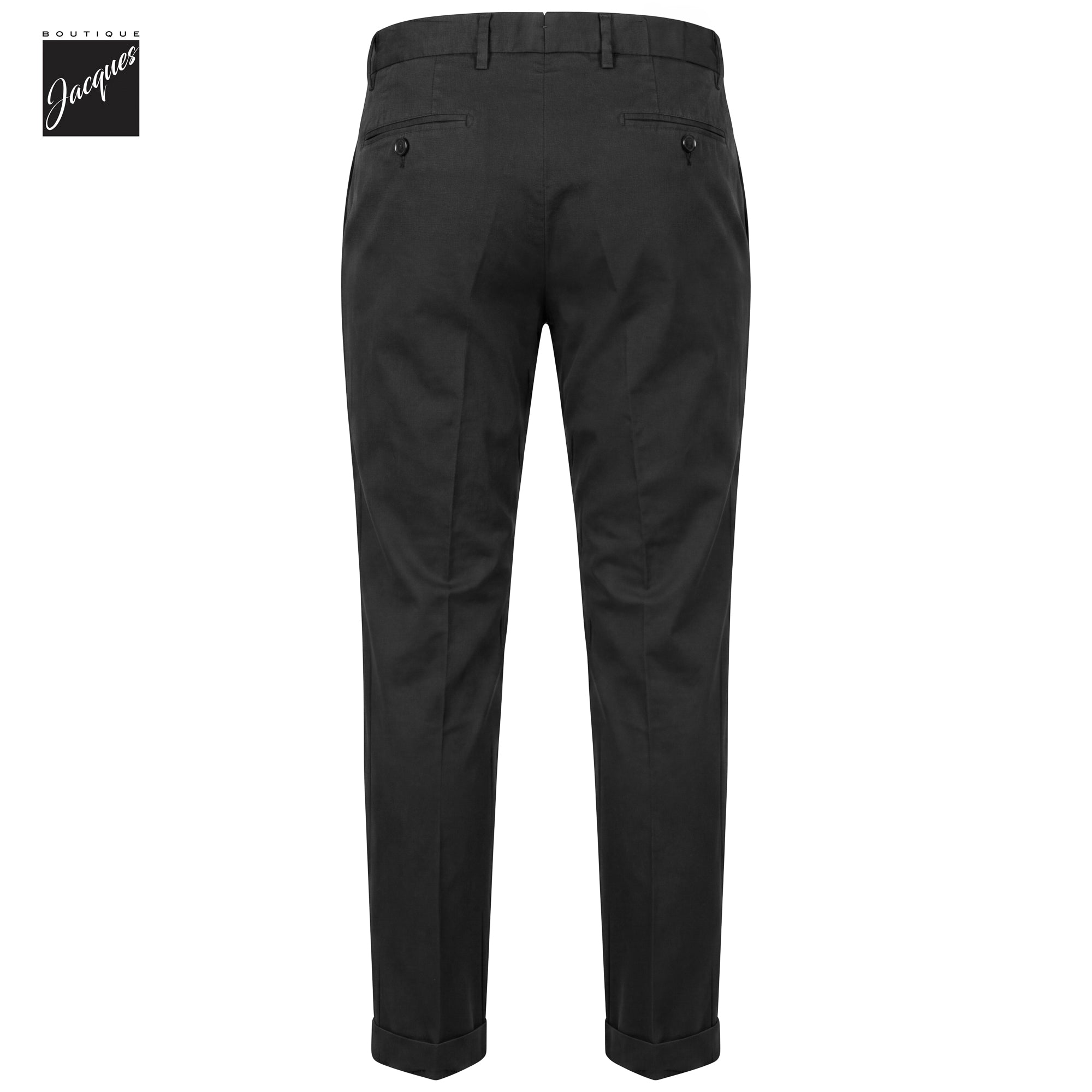 Black Cotton-Silk Stretch Barber Lux Pleated Chino Trousers - Berwich Platinum