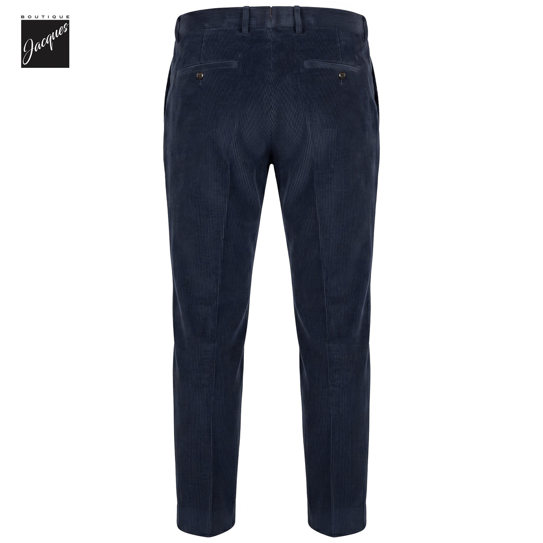 Navy Zegna Cotton-Cashmere Corduroy Vulcano Lux Trousers - Berwich Platinum
