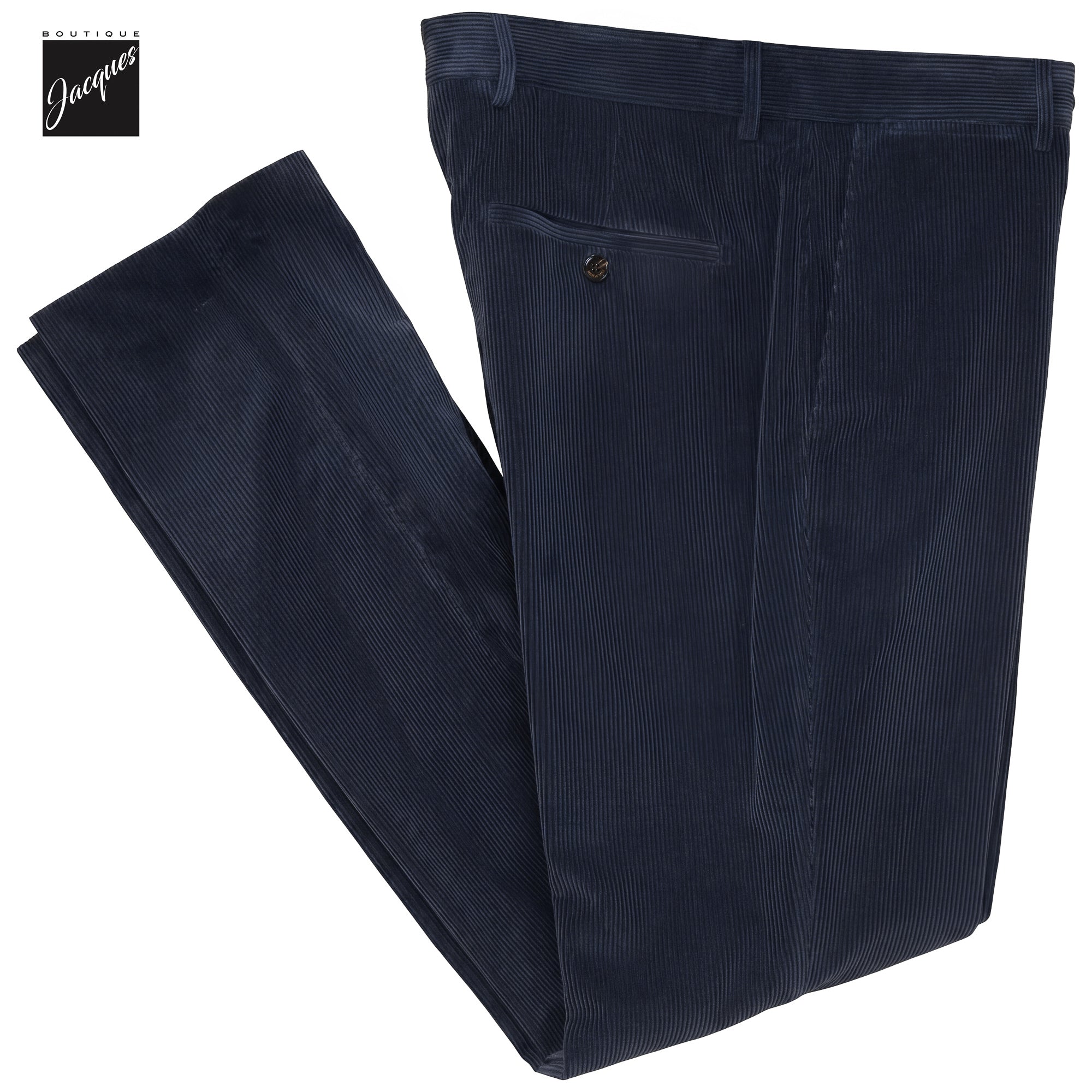Navy Zegna Cotton-Cashmere Corduroy Vulcano Lux Trousers - Berwich Platinum