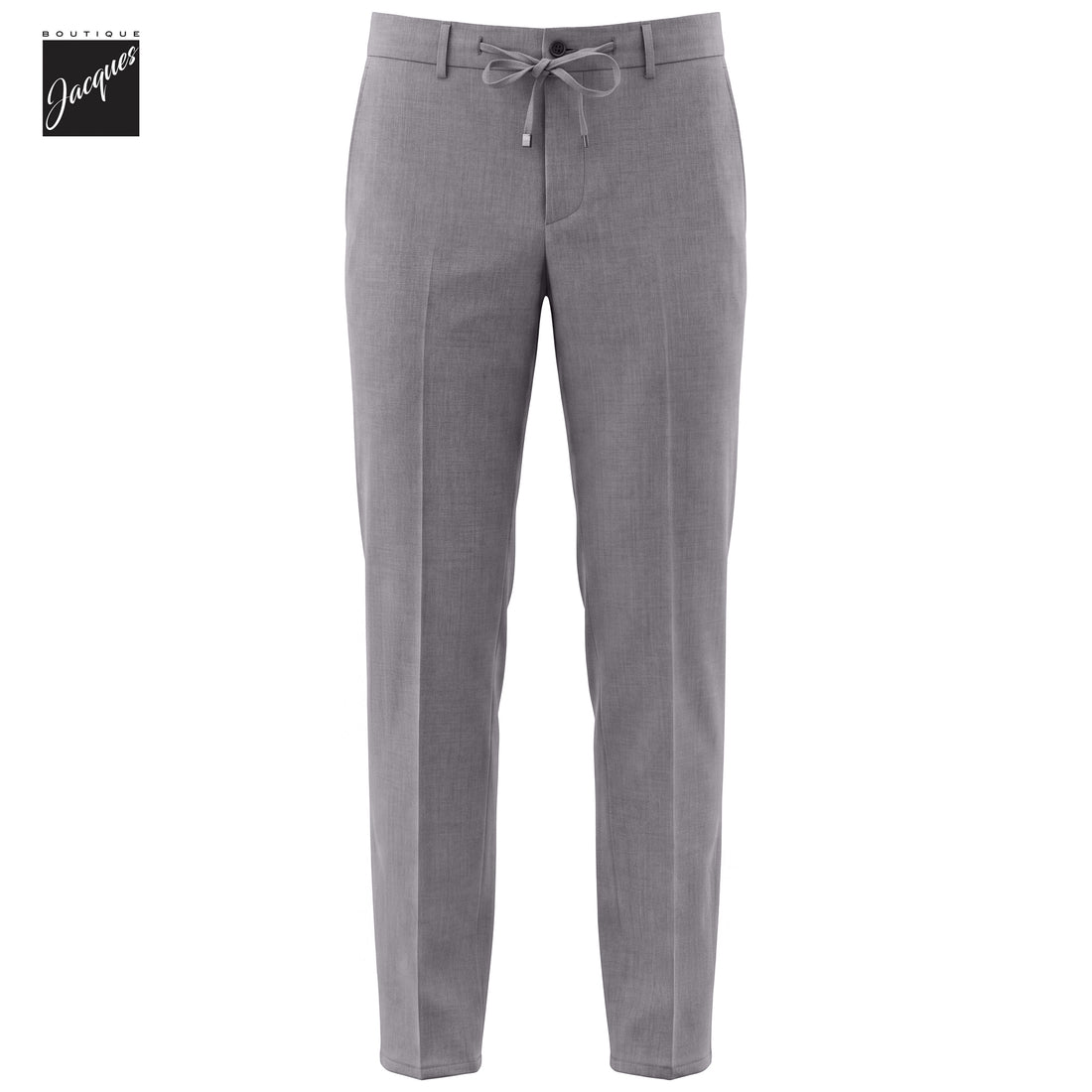 Gray Bi-Stretch Wool Spiaggia Fit Flat Front Drawstring Trousers - Berwich