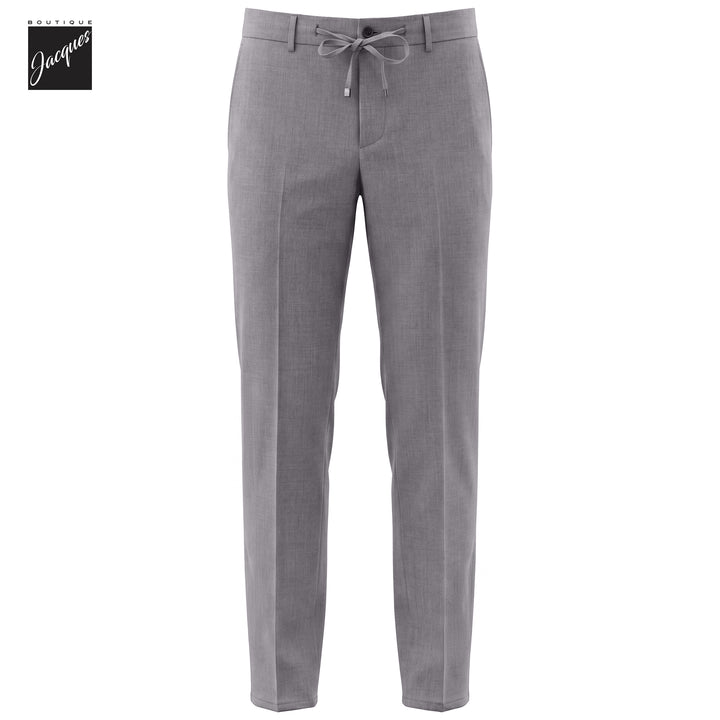 Gray Bi-Stretch Wool Spiaggia Fit Flat Front Drawstring Trousers - Berwich