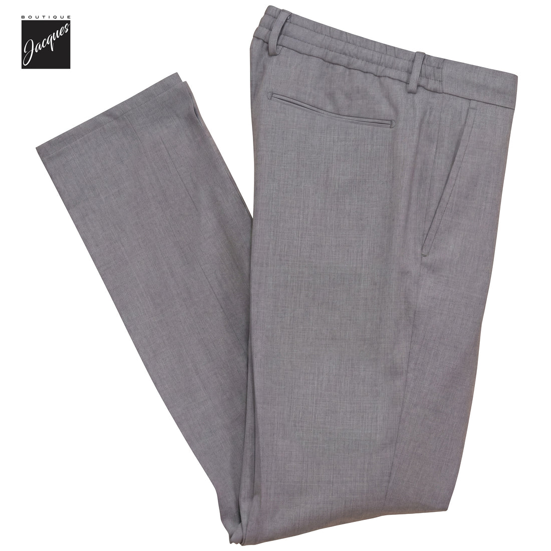 Gray Bi-Stretch Wool Spiaggia Fit Flat Front Drawstring Trousers - Berwich