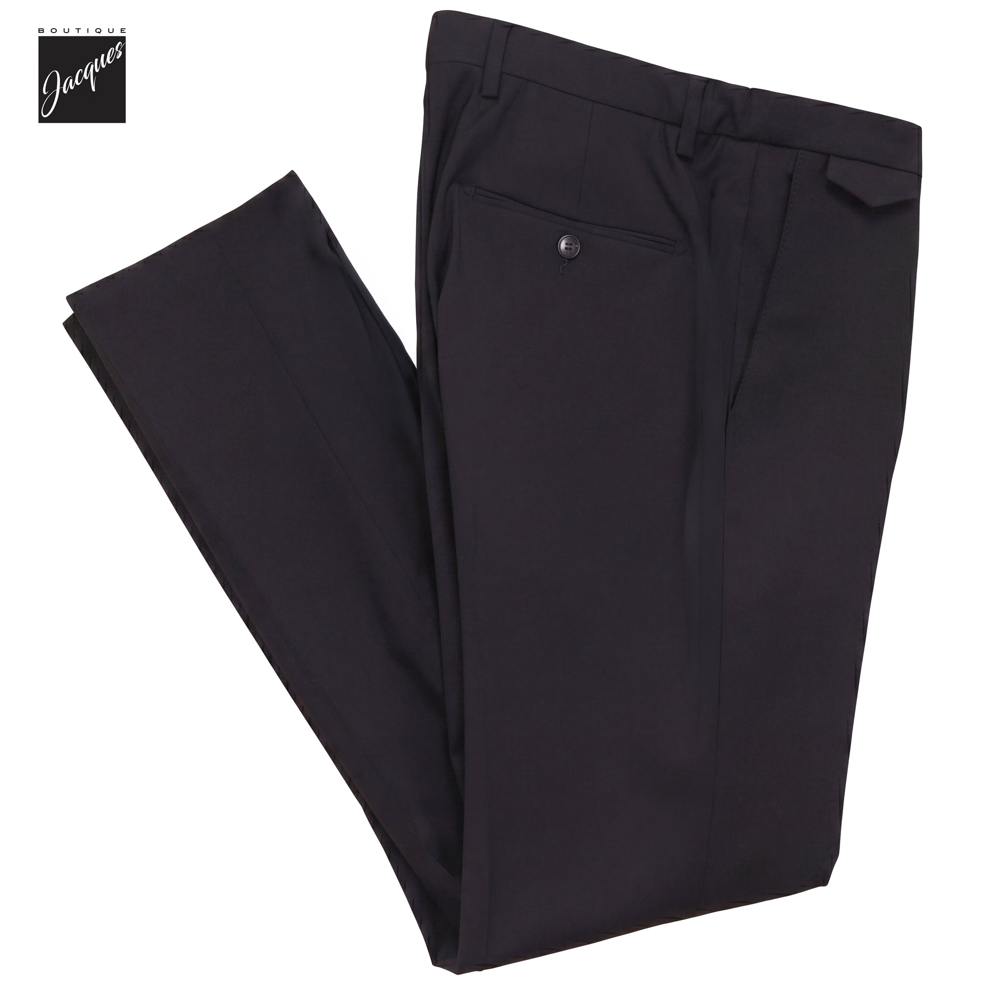 Black Virgin Wool Bi-Stretch Vulcano Elax Pleated Trousers - Berwich - Boutique Jacques International