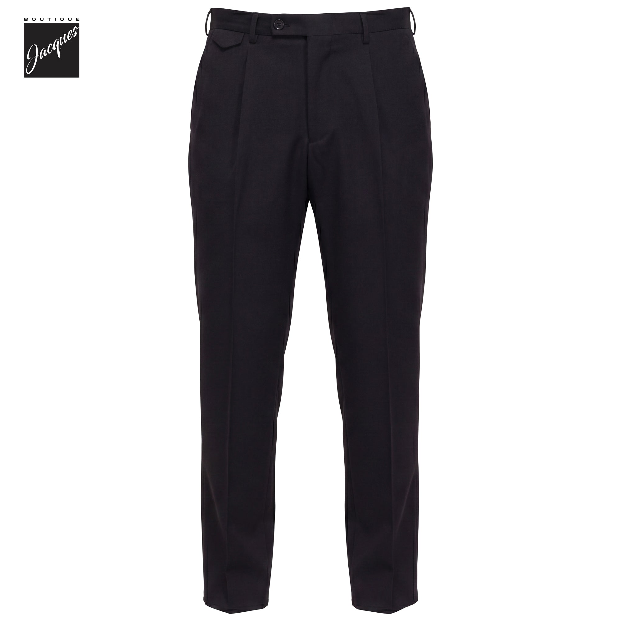 Black Virgin Wool Bi-Stretch Vulcano Elax Pleated Trousers - Berwich - Boutique Jacques International