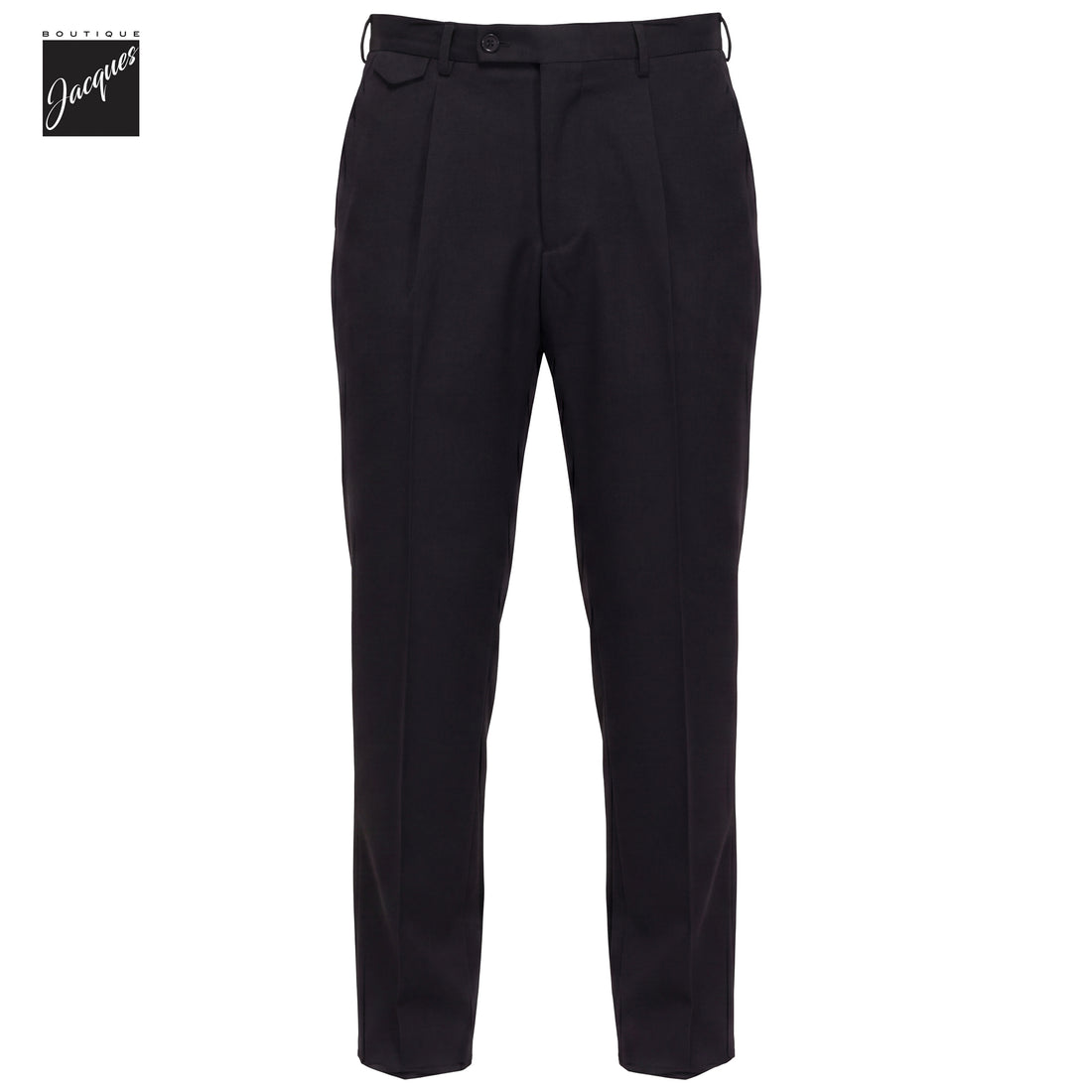 Black Virgin Wool Bi-Stretch Vulcano Elax Pleated Trousers - Berwich - Boutique Jacques International