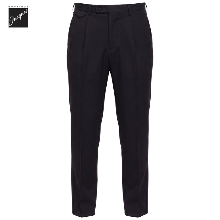 Black Virgin Wool Bi-Stretch Vulcano Elax Pleated Trousers - Berwich