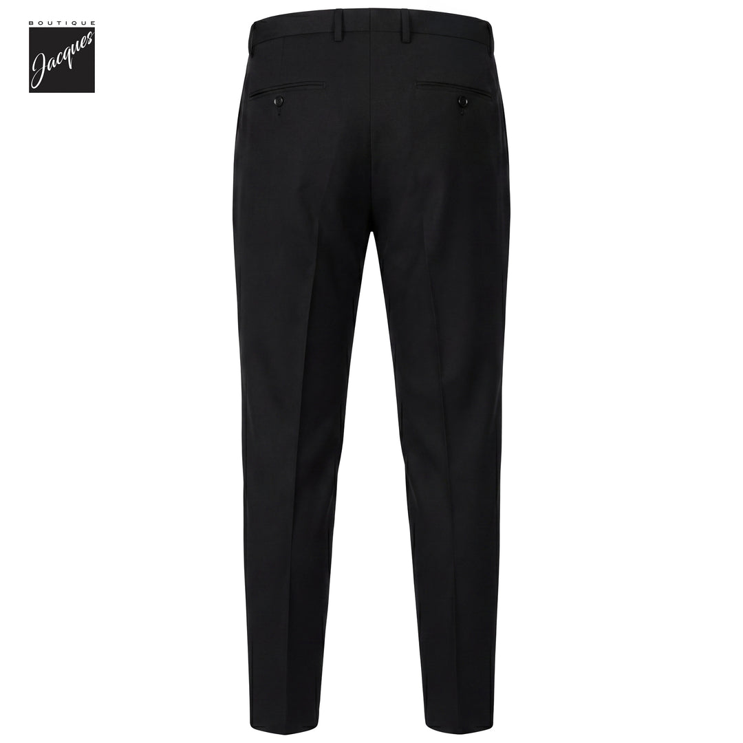 Black Virgin Wool Bi-Stretch Vulcano Elax Pleated Trousers - Berwich