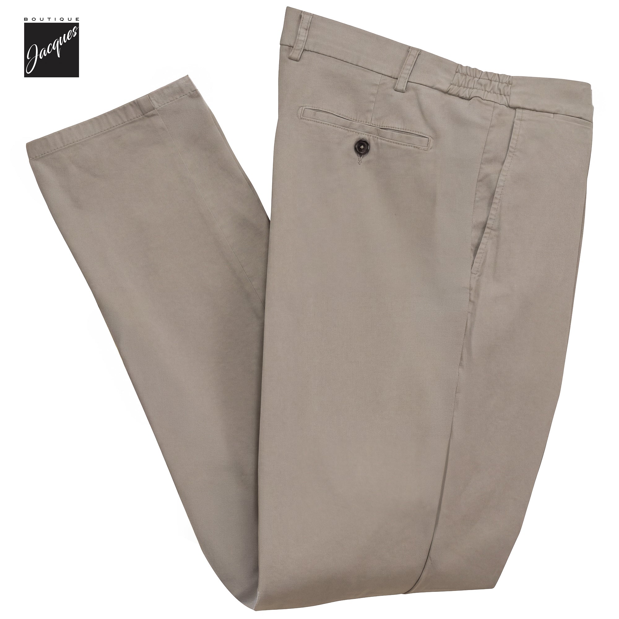 Light Fango (Mud) Cotton-Lyocell Stretch Vulcano Elax Chino Trousers - Berwich