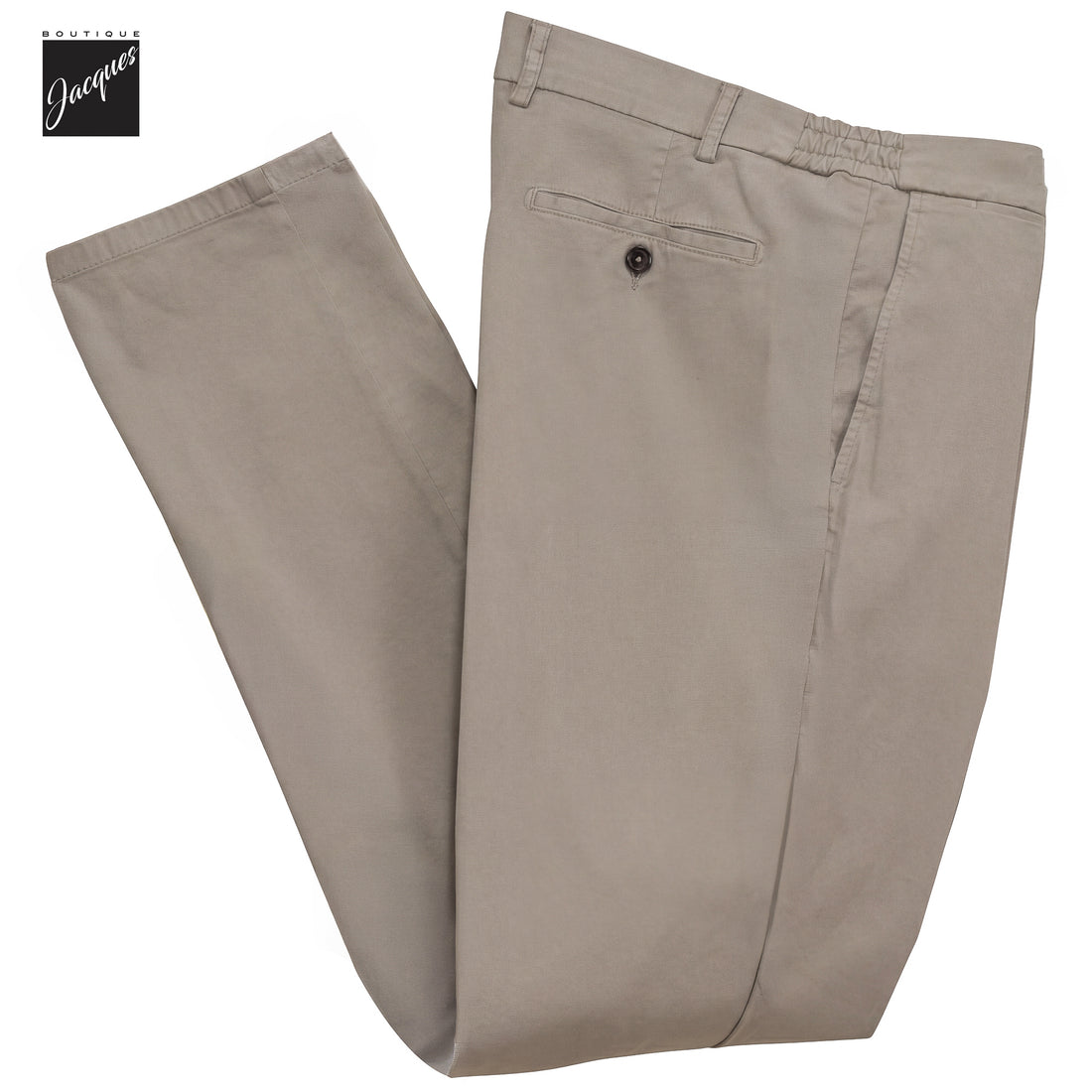 Light Fango (Mud) Cotton-Lyocell Stretch Vulcano Elax Chino Trousers - Berwich