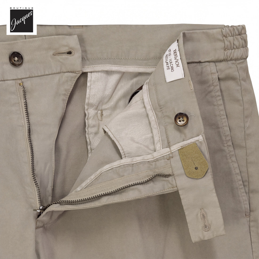 Light Fango (Mud) Cotton-Lyocell Stretch Vulcano Elax Chino Trousers - Berwich