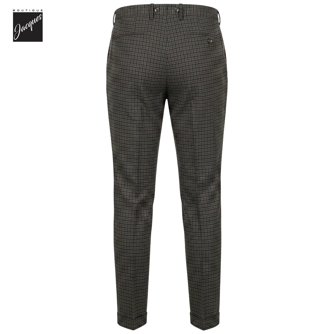 Green Check Virgin Wool Barber Long Double-Pleat Trousers - Berwich