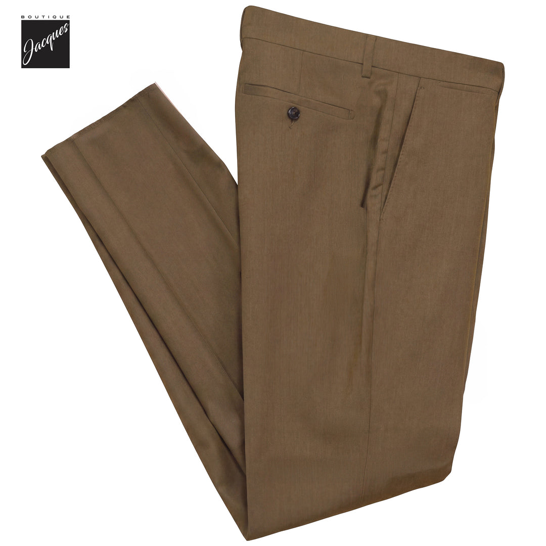 Caramel Wool-Cashmere Stretch Flannel Vulcano Fit Trousers - Berwich