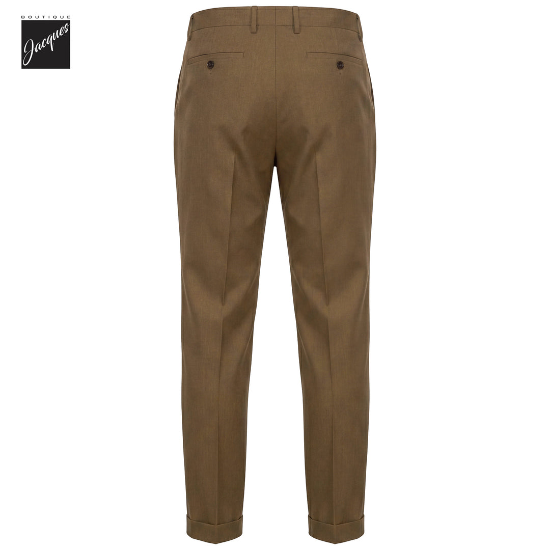 Caramel Wool-Cashmere Stretch Flannel Vulcano Fit Trousers - Berwich