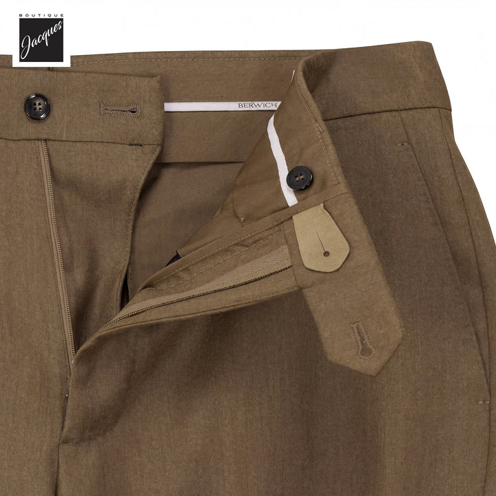 Caramel Wool-Cashmere Stretch Flannel Vulcano Fit Trousers - Berwich