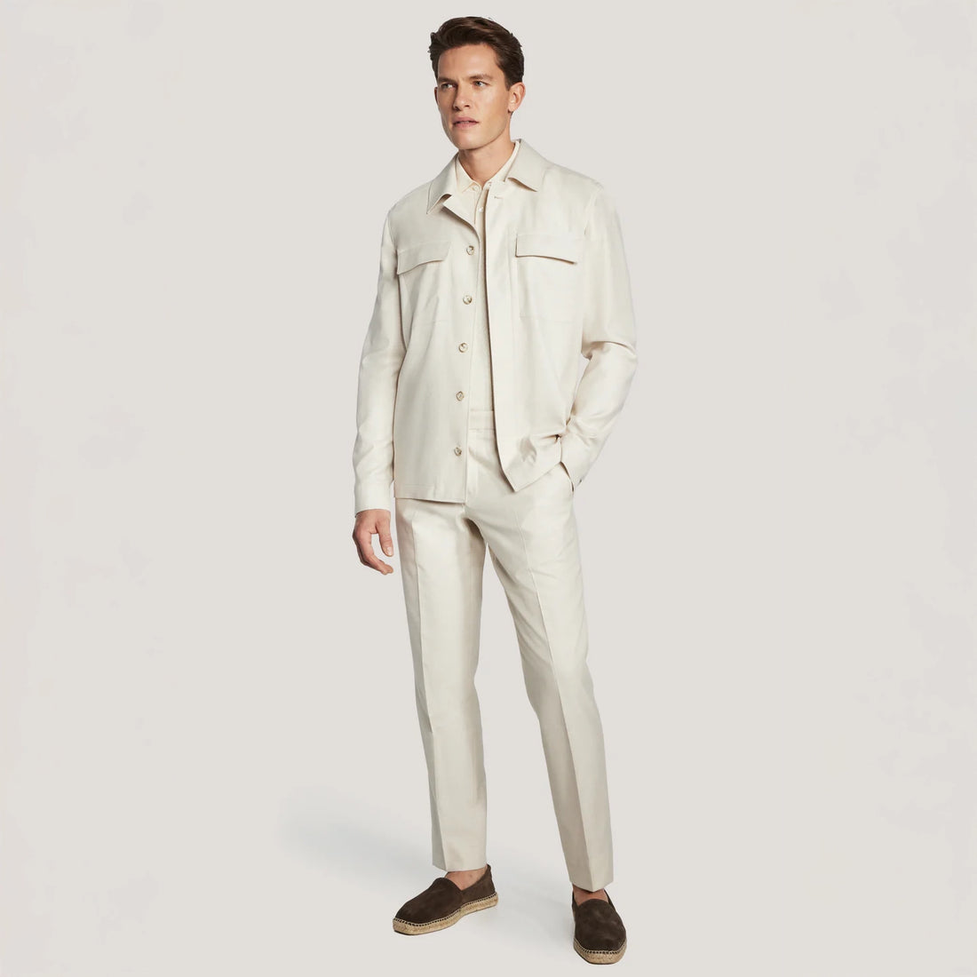 Ecru Wool Silk Colbey Overshirt - Jack Victor