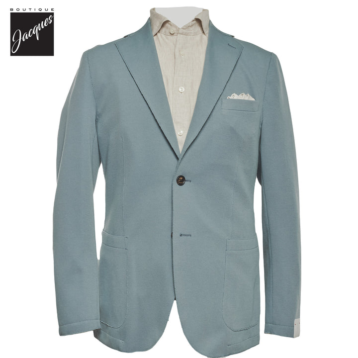 Denim Blue Cotton Stretch Laser Cut Sport Jacket - ELEVENTY