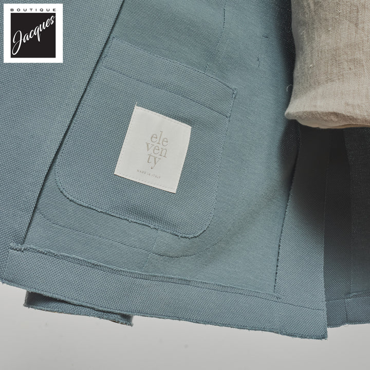 Denim Blue Cotton Stretch Laser Cut Sport Jacket - ELEVENTY