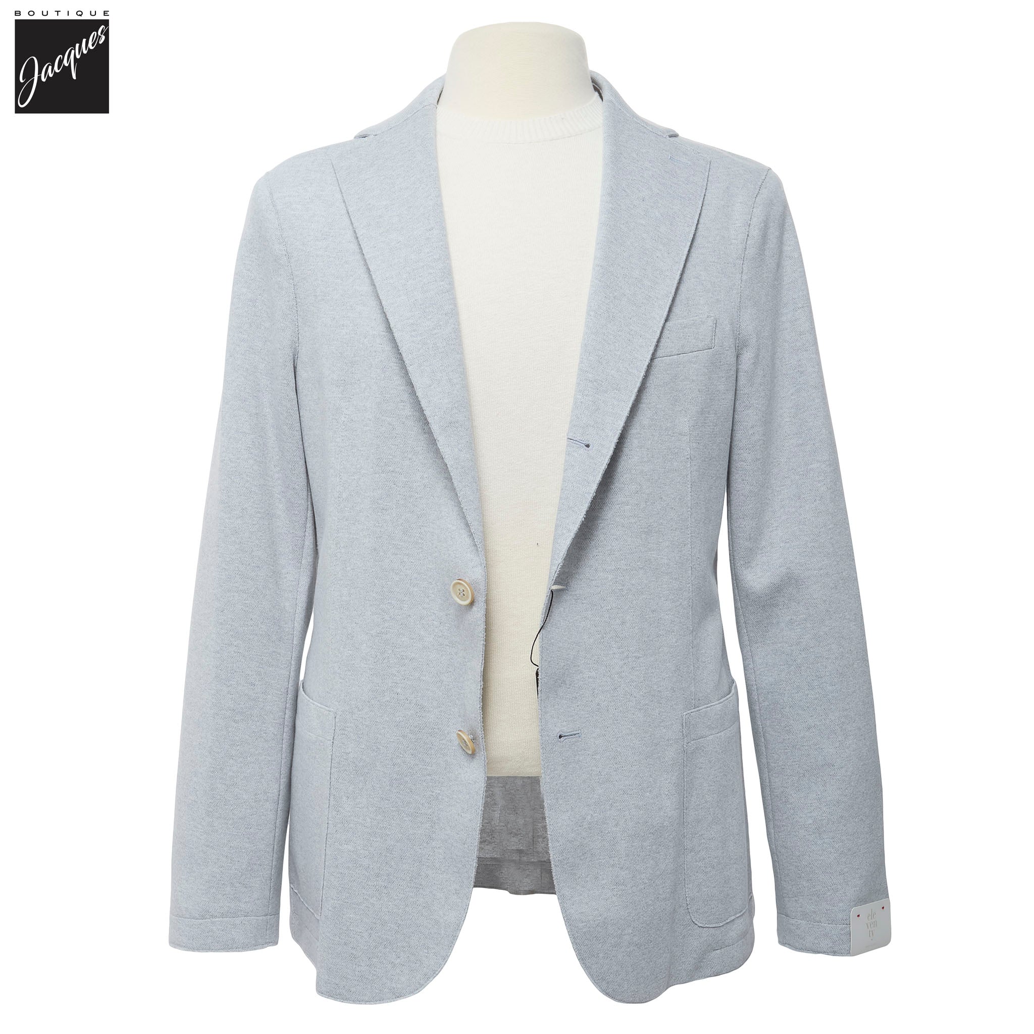 Zucchero Blue Cotton-Stretch Hybrid Sport Jacket with Removable Hood - ELEVENTY - Boutique Jacques International