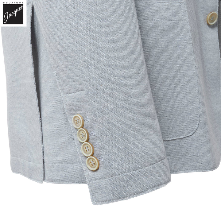 Zucchero Blue Cotton-Stretch Hybrid Sport Jacket with Removable Hood - ELEVENTY