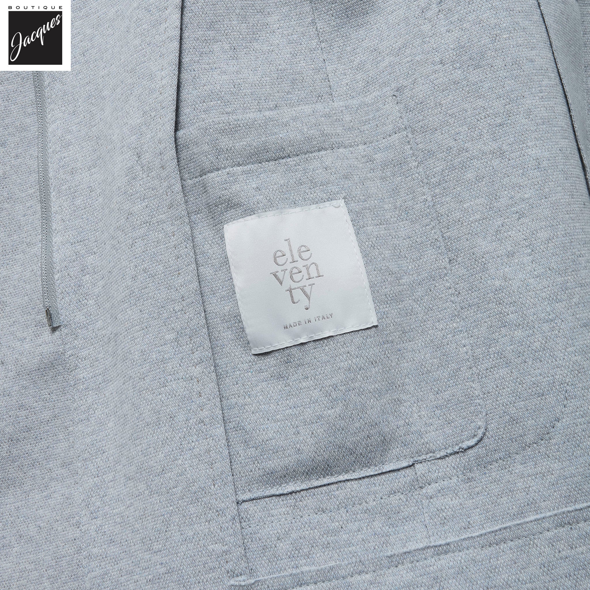 Zucchero Blue Cotton-Stretch Hybrid Sport Jacket with Removable Hood - ELEVENTY - Boutique Jacques International