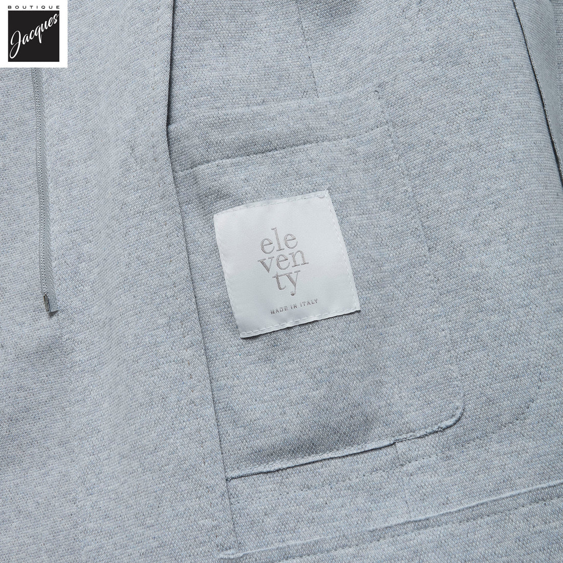 Zucchero Blue Cotton-Stretch Hybrid Sport Jacket with Removable Hood - ELEVENTY - Boutique Jacques International