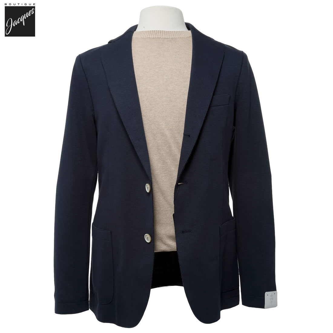 Navy Blue Cotton-Stretch Hybrid Sport Jacket with Removable Hood - ELEVENTY - Boutique Jacques International