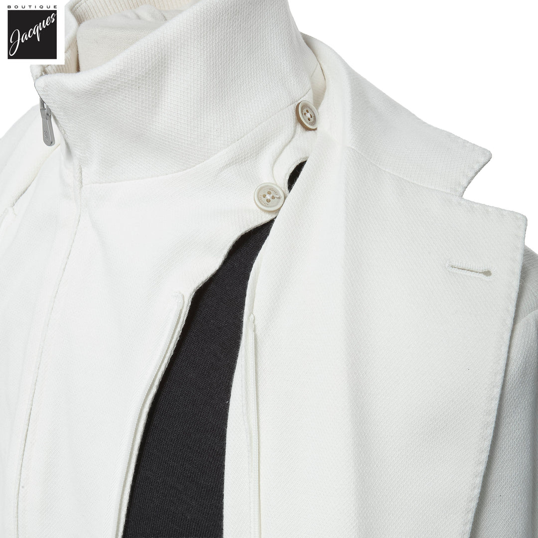 White Cotton Hybrid Sport Jacket with Removable Bib - ELEVENTY PLATINUM - Boutique Jacques International