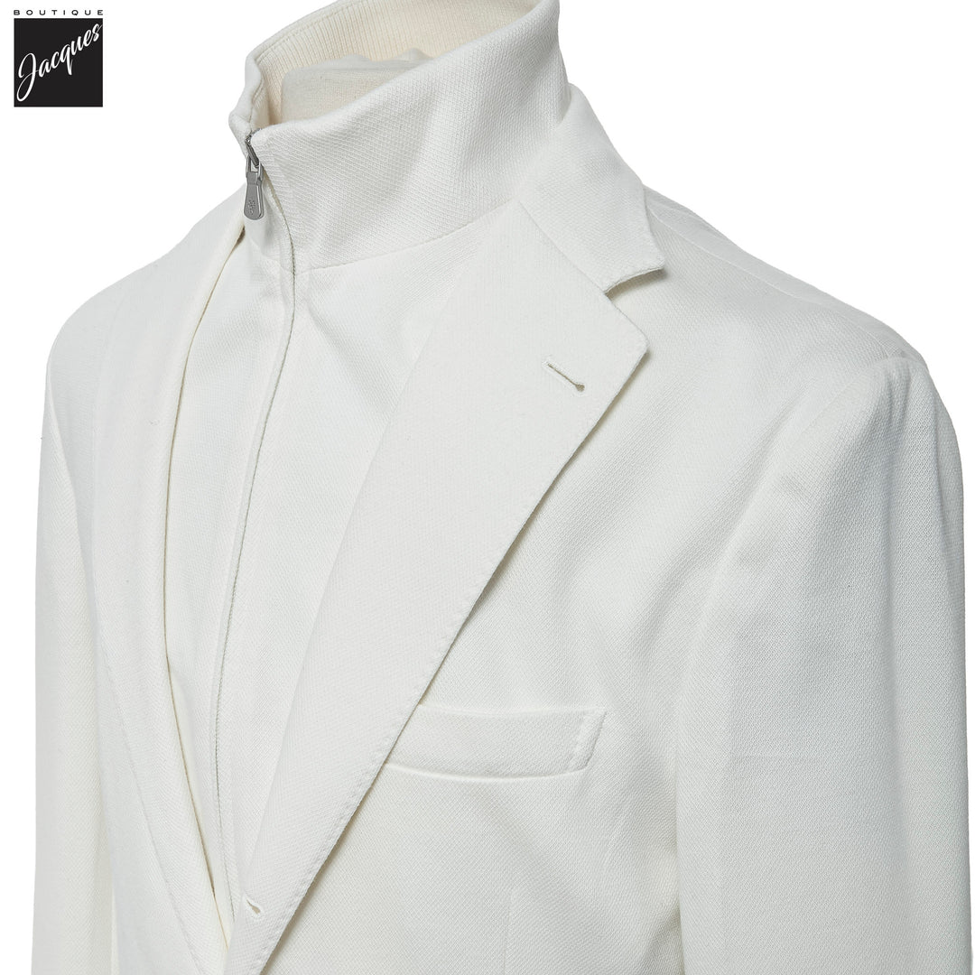 White Cotton Hybrid Sport Jacket with Removable Bib - ELEVENTY PLATINUM - Boutique Jacques International