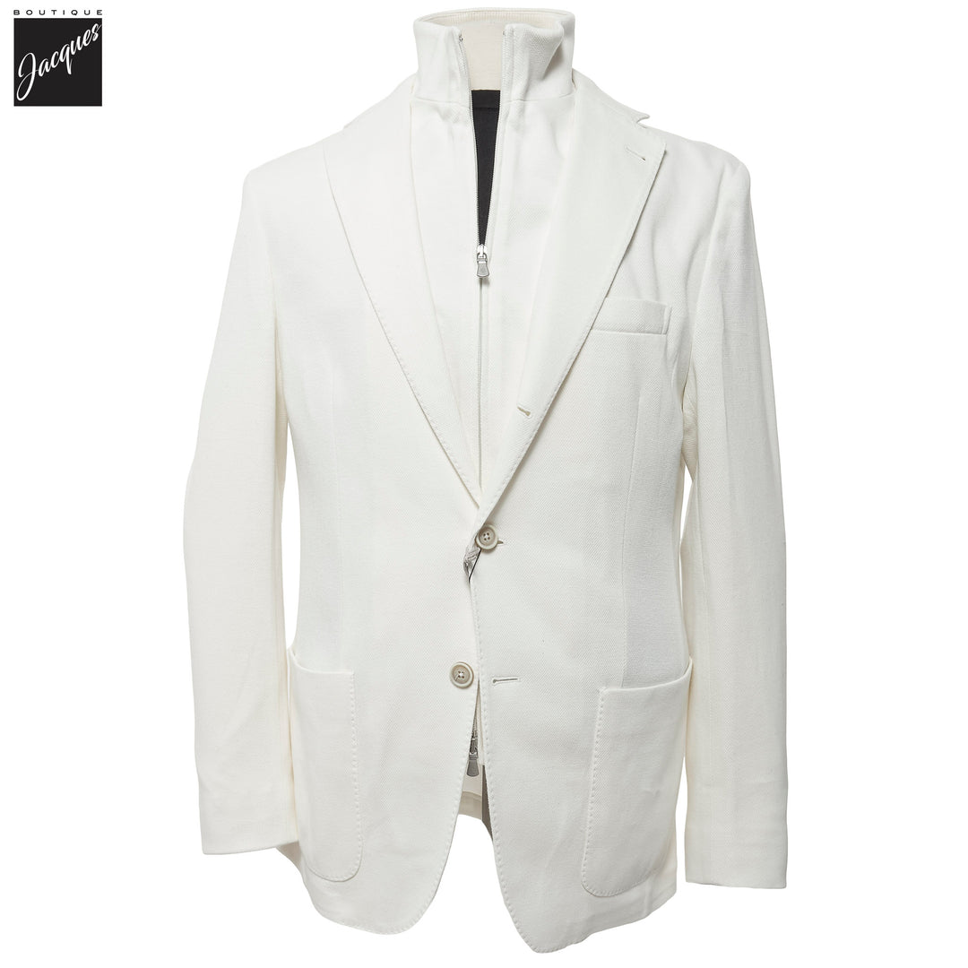 White Cotton Hybrid Sport Jacket with Removable Bib - ELEVENTY PLATINUM - Boutique Jacques International