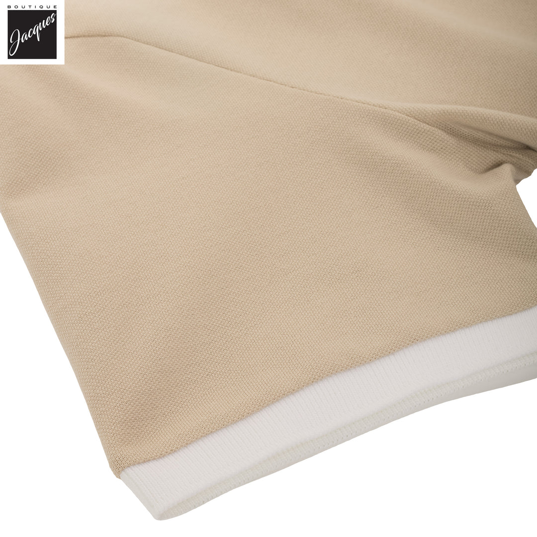 Sand Pique Cotton Polo Shirt with White Trims - ELEVENTY PLATINUM - Boutique Jacques International