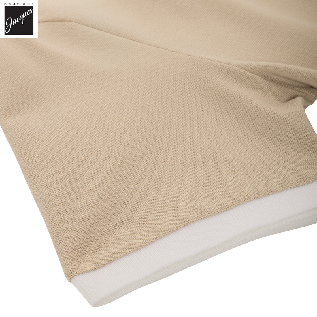 Sand Pique Cotton Polo Shirt with White Trims - ELEVENTY PLATINUM - Boutique Jacques International