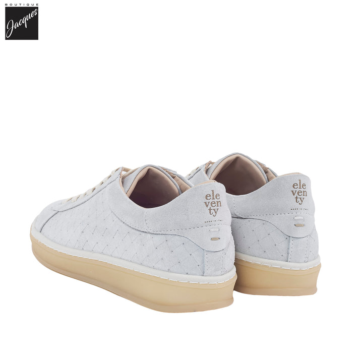 Platinum Gray Suede Leather Woven-Effect Sneaker - Eleventy - Boutique Jacques International
