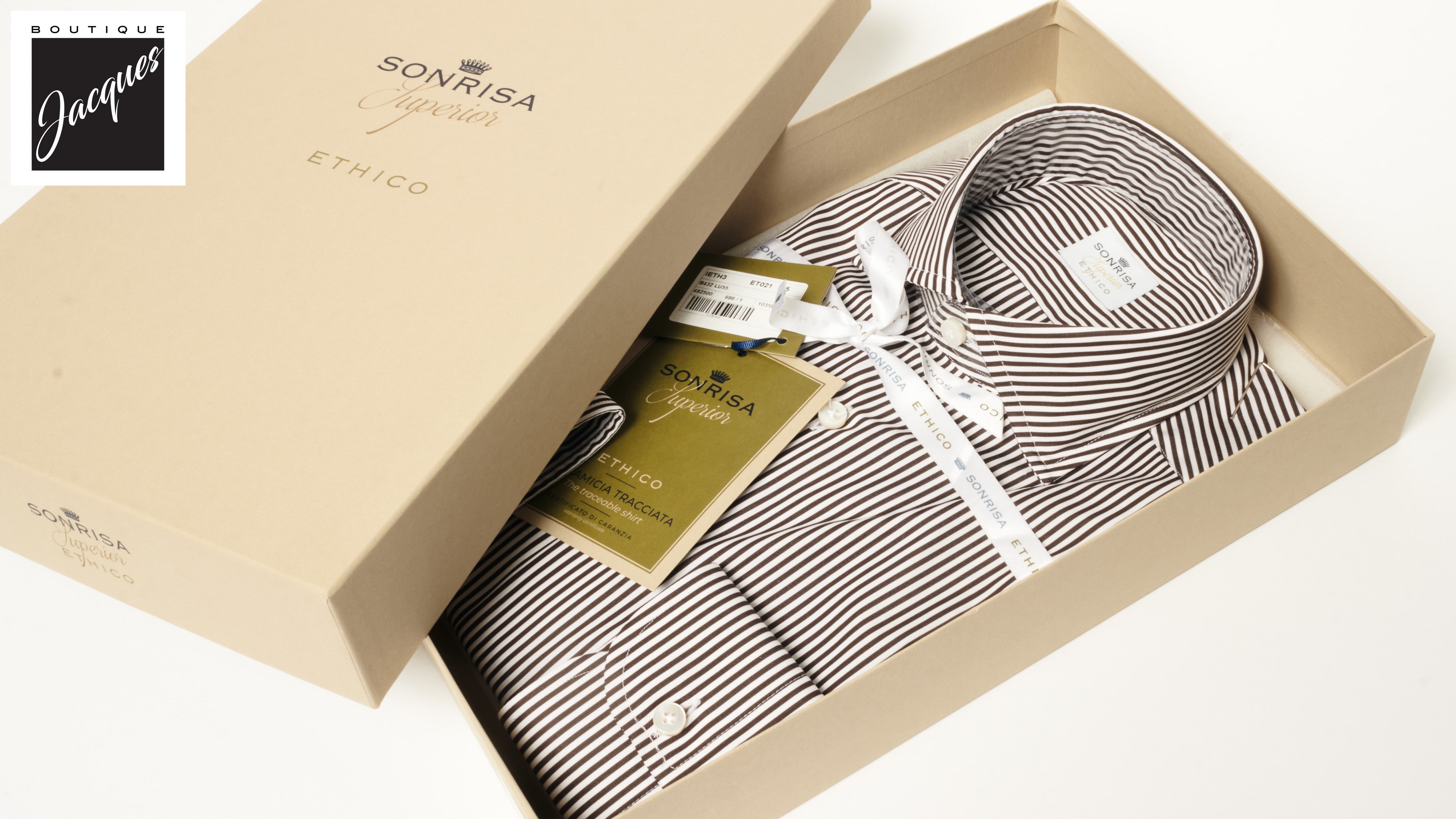 Chocolate Brown Striped Superior Cotton Modern Fit Dress Shirt - SONRISA
