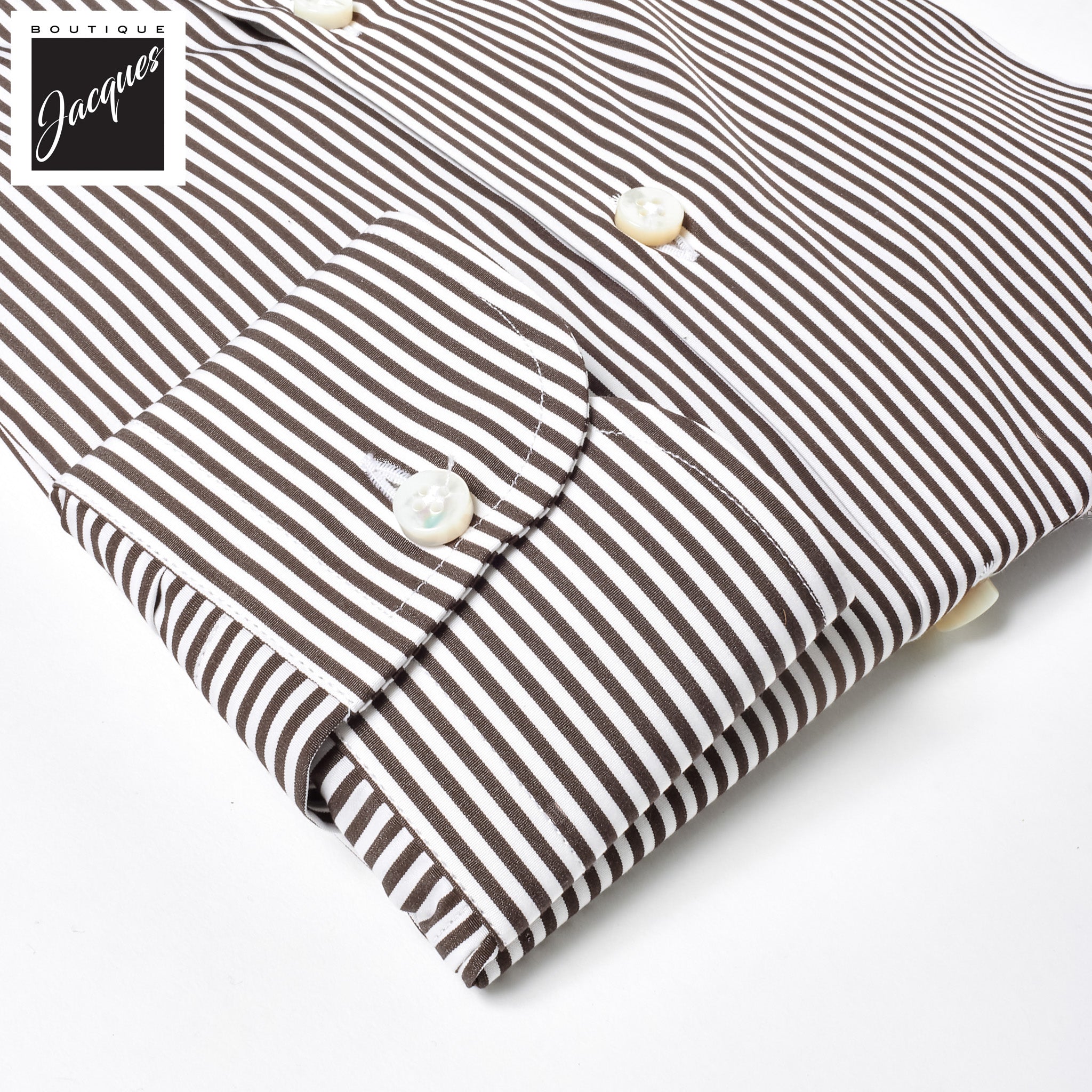 Chocolate Brown Striped Superior Cotton Modern Fit Dress Shirt - SONRISA