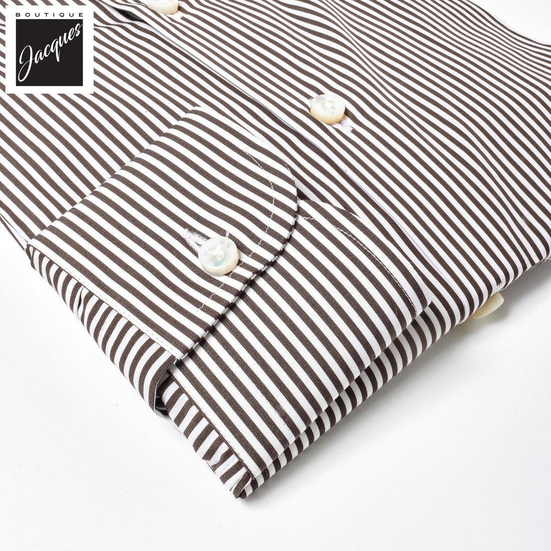 Chocolate Brown Striped Superior Cotton Modern Fit Dress Shirt - SONRISA