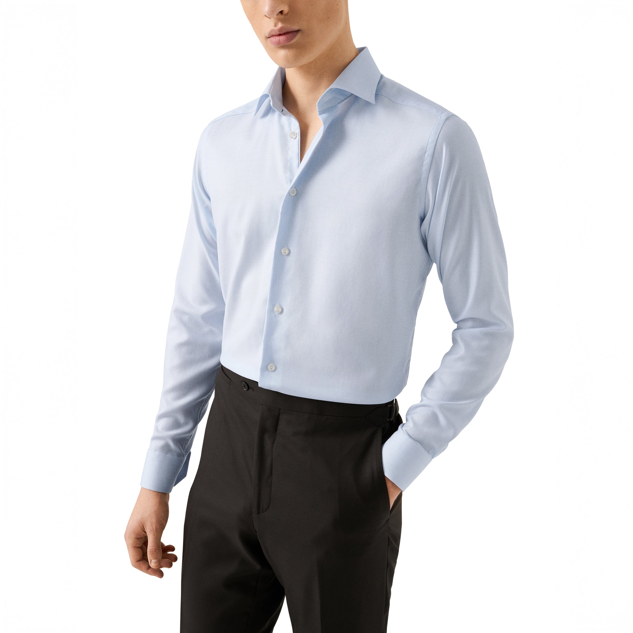 Light Blue Semi-Solid Fine Twill Contemporary Fit Shirt - ETON