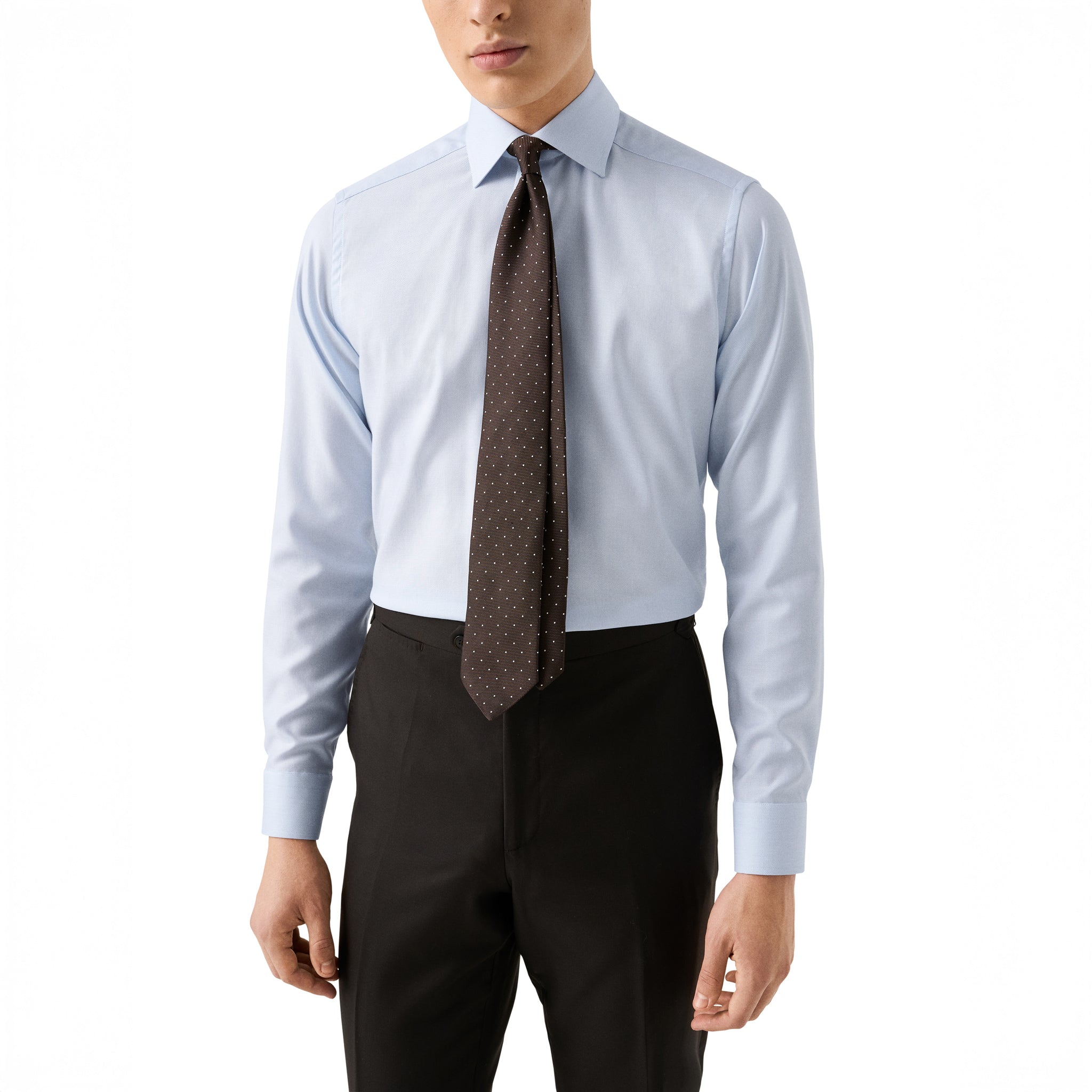 Light Blue Semi-Solid Fine Twill Contemporary Fit Shirt - ETON
