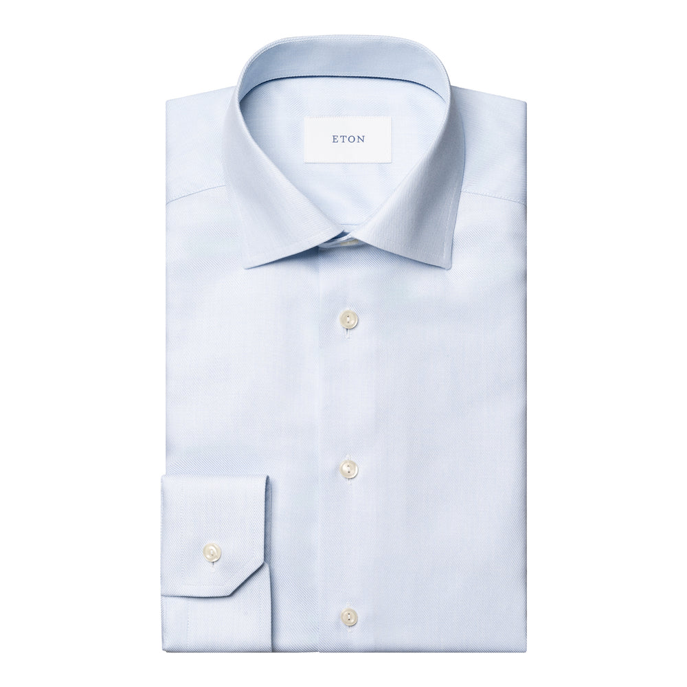 Light Blue Semi-Solid Fine Twill Contemporary Fit Shirt - ETON - Boutique Jacques International