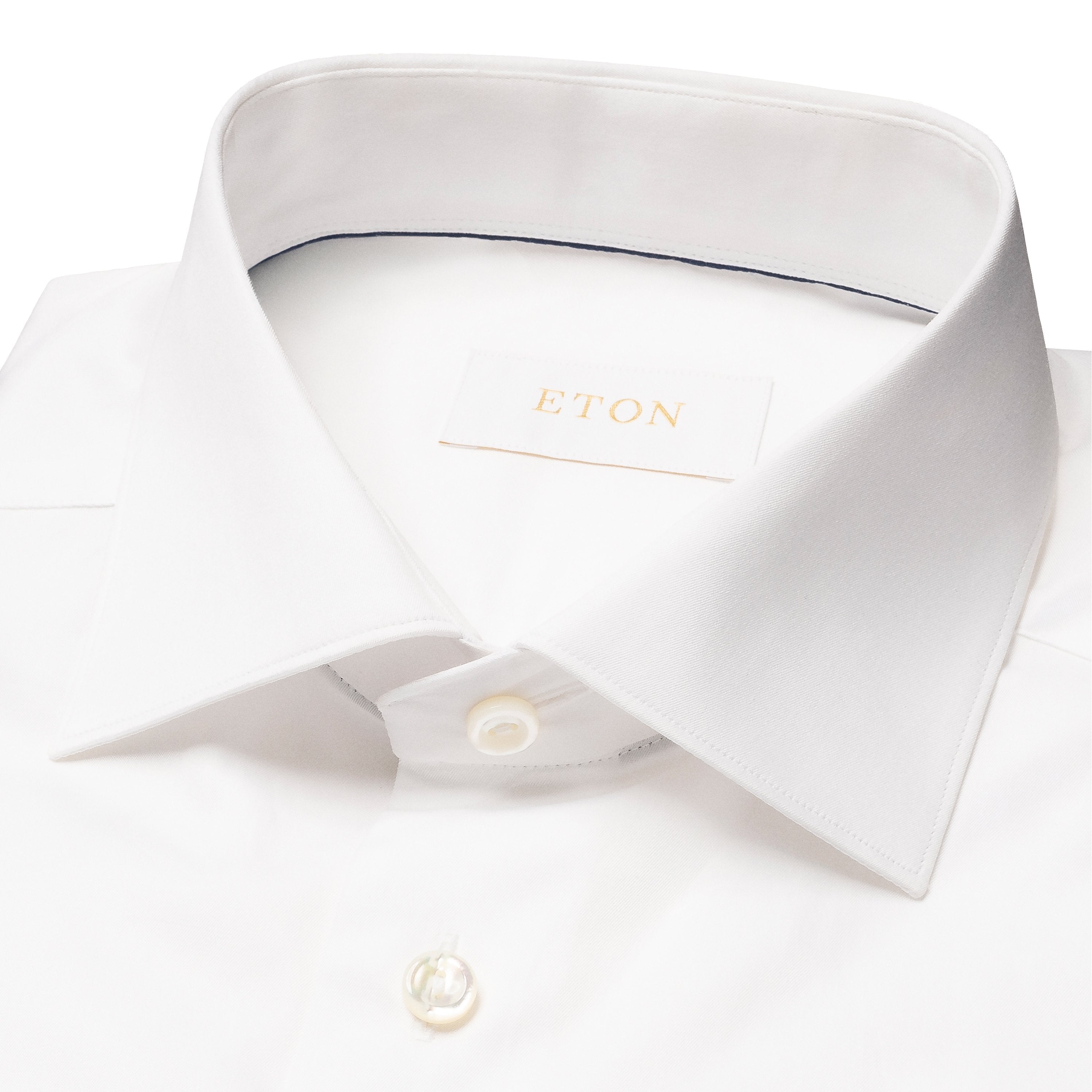 White Solid Elevated Twill Slim Fit Shirt - ETON