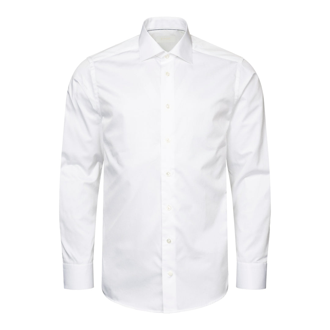 White Solid Elevated Twill Slim Fit Shirt - ETON
