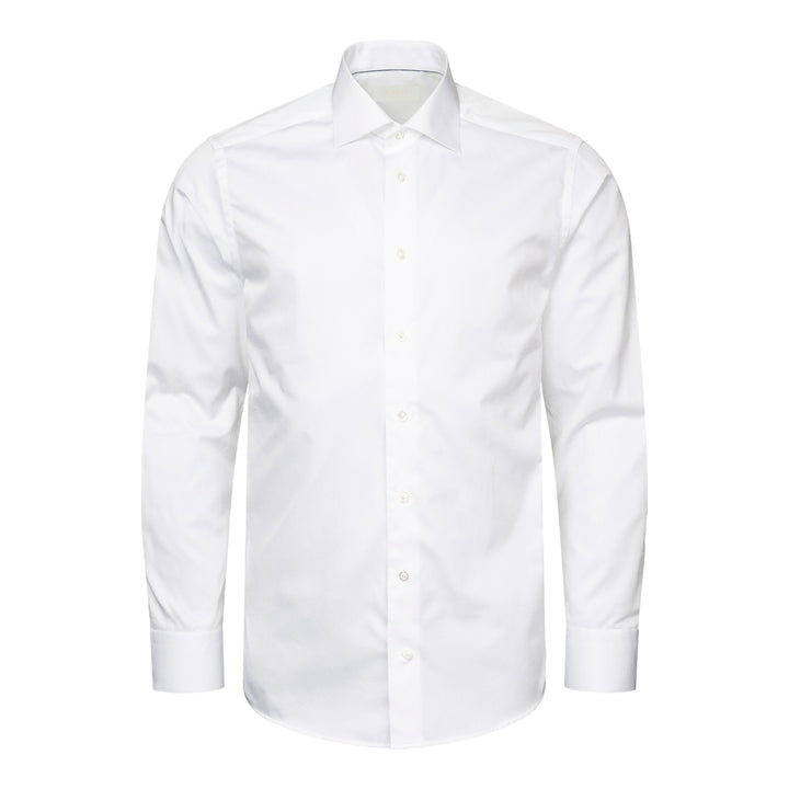 White Solid Elevated Twill Slim Fit Shirt - ETON