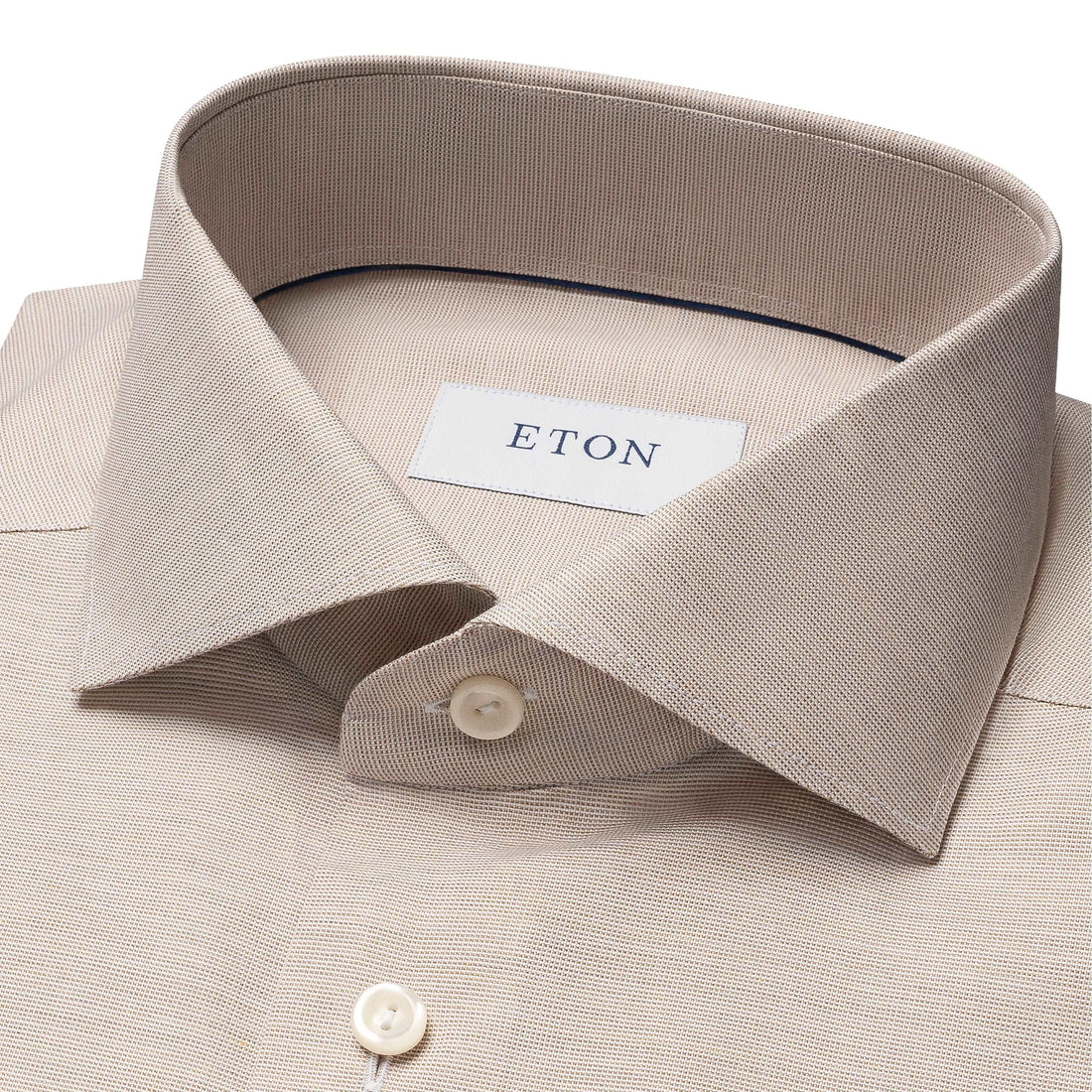 Beige Semi-Solid Signature Oxford Slim Fit Shirt - ETON