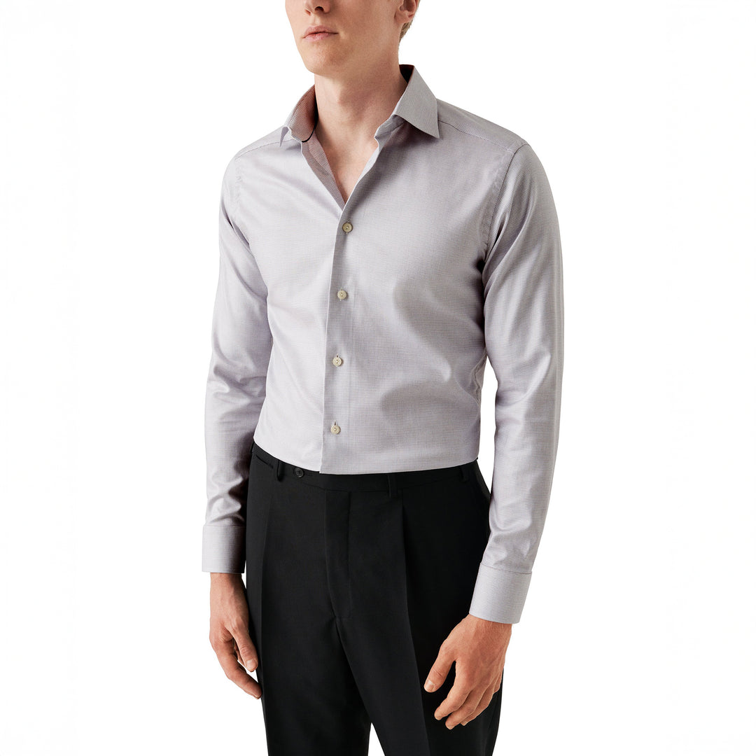 Pale Beige Semi Solid Cotton Tencel™ Lyocell Contemporary Fit Shirt - ETON