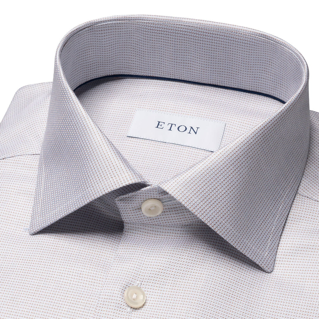 Pale Beige Semi Solid Cotton Tencel™ Lyocell Contemporary Fit Shirt - ETON