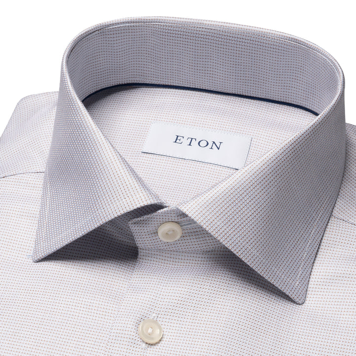 Pale Beige Semi Solid Cotton Tencel™ Lyocell Contemporary Fit Shirt - ETON