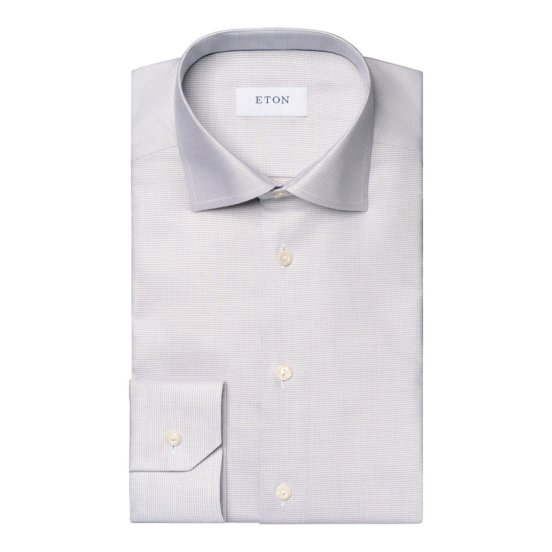 Pale Beige Semi Solid Cotton Tencel™ Lyocell Contemporary Fit Shirt - ETON