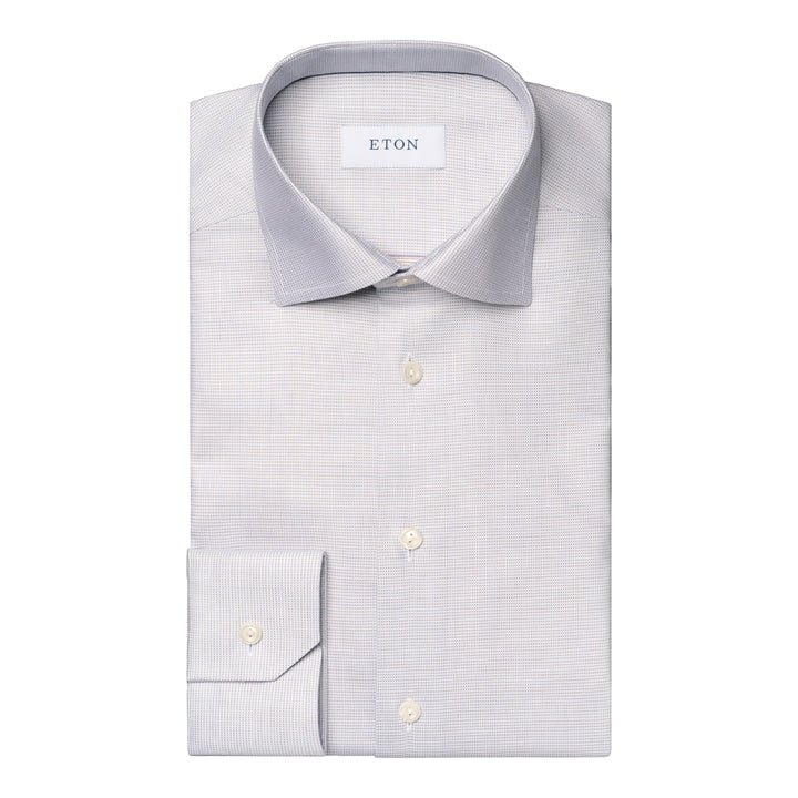 Pale Beige Semi Solid Cotton Tencel™ Lyocell Contemporary Fit Shirt - ETON