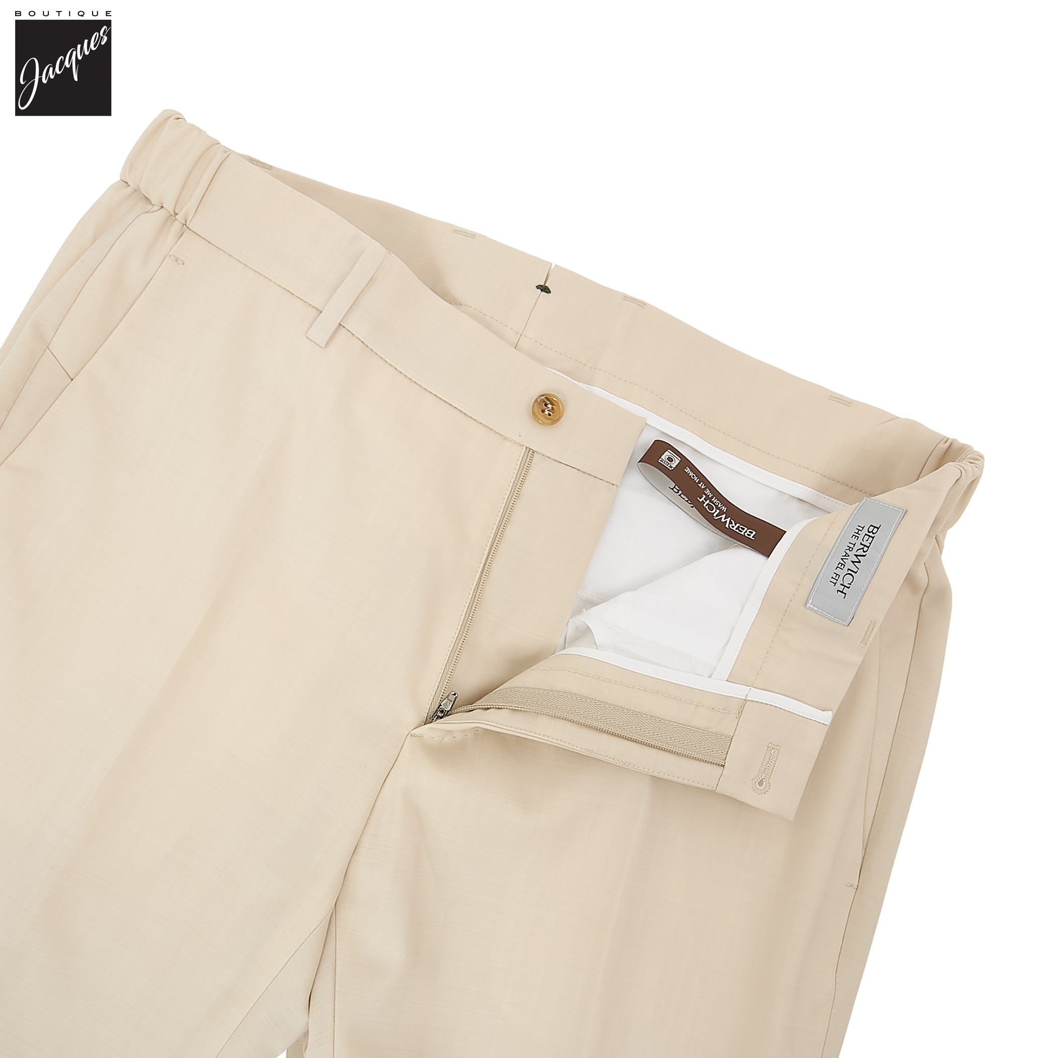 Light Beige Wool-Stretch Morello Elax Trouser - Berwich - Boutique Jacques International