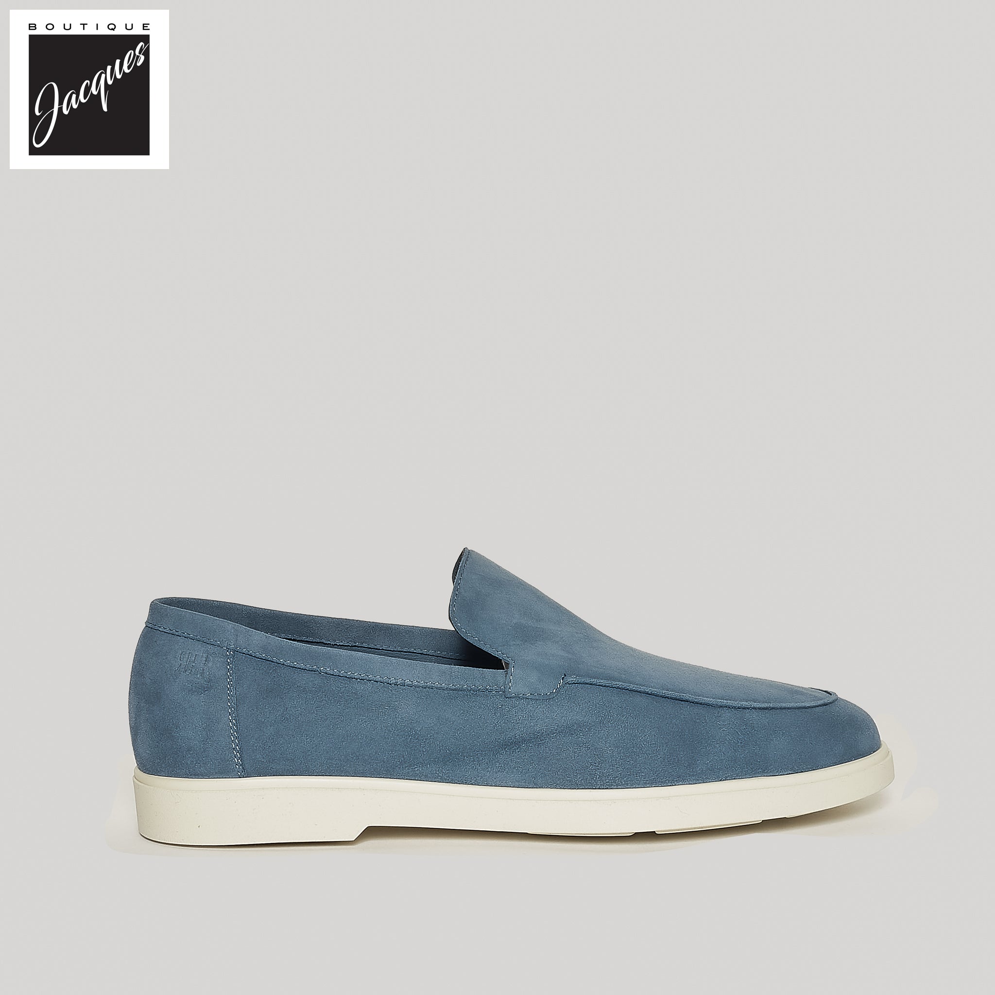 Avio Blue Deer-Skin Suede Unlined Loafers - Fabiano Ricci